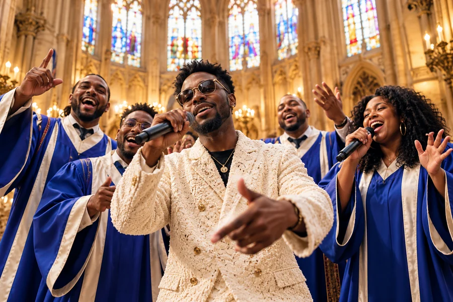 Sunday choir. Unexpected bars.